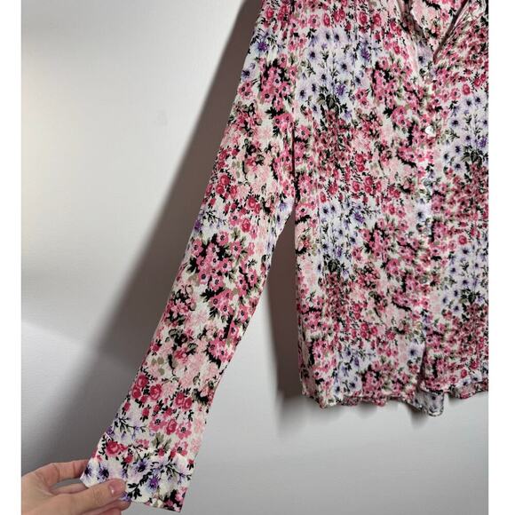 Jane & Delancey Top Women L Button Down Floral Long Sleeve Spring Collared Shirt - Picture 5 of 5